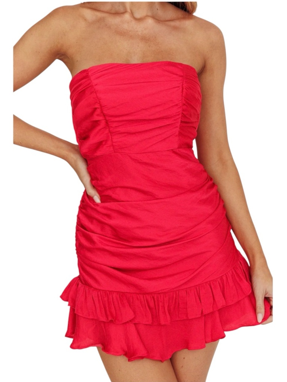 Selfie Leslie Annabella strapless tie back mini dress in fuchsia size Medium NWT